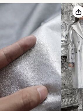Silver Metallic faux leather fabric
